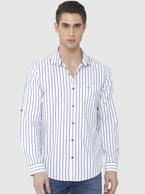 

Mufti Men White & Blue Slim Fit Striped Casual Shirt