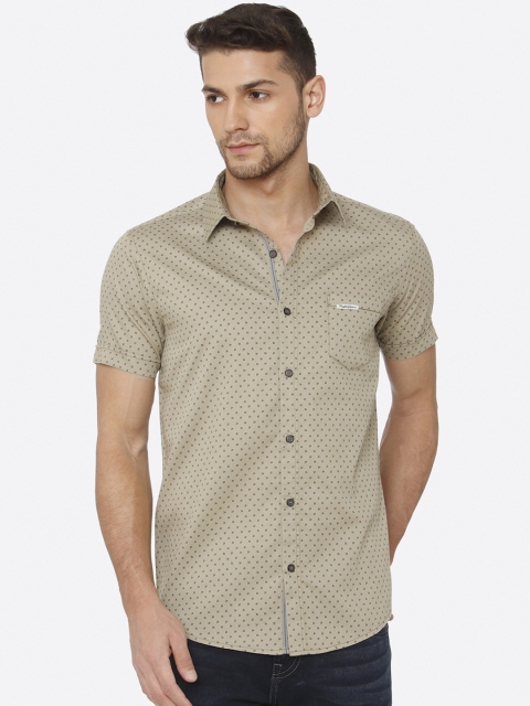 

Mufti Men Khaki Slim Fit Printed Casual Shirt