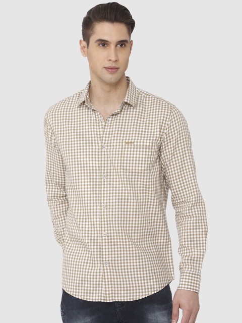 

Mufti Men Beige Slim Fit Checked Casual Shirt
