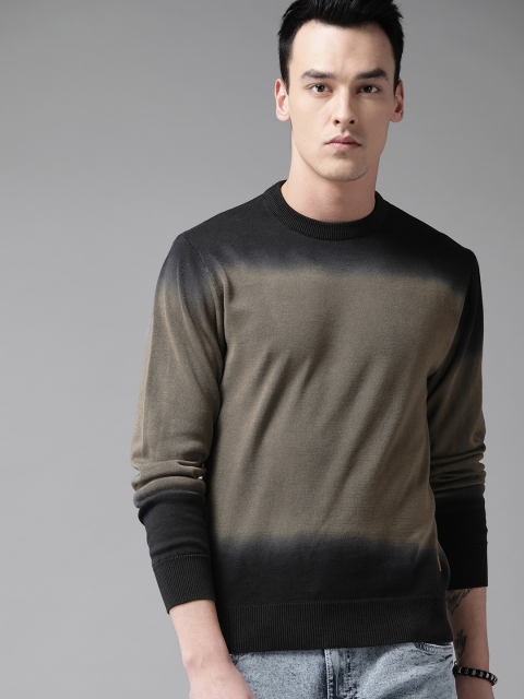 

Roadster Men Grey & Black Ombre Dyed Sweater