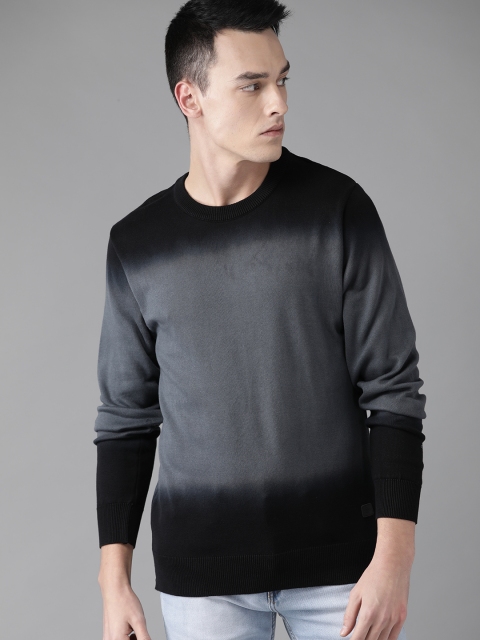 

Roadster Men Charcoal Grey & Black Dyed Sweater