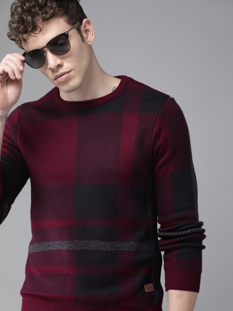 

Roadster Men Navy Blue Printed Pullover Sweater