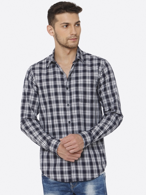

Mufti Men Blue & White Slim Fit Checked Casual Shirt