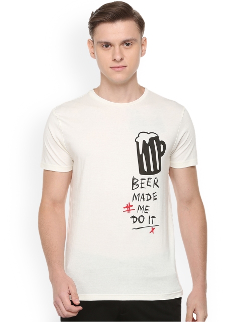 

People Men Off-White Printed Round Neck T-shirt