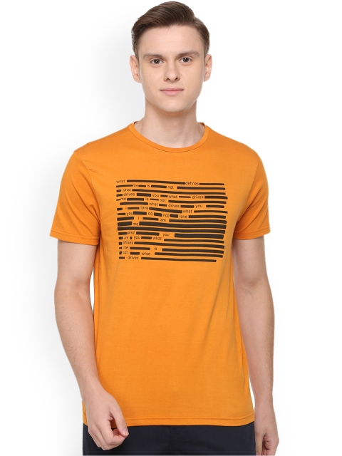 

People Men Mustard Printed Round Neck T-shirt
