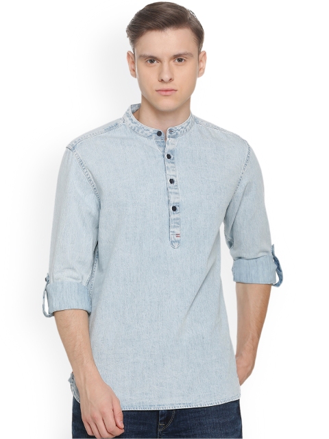 

People Men Blue Regular Fit Faded Casual Shirt