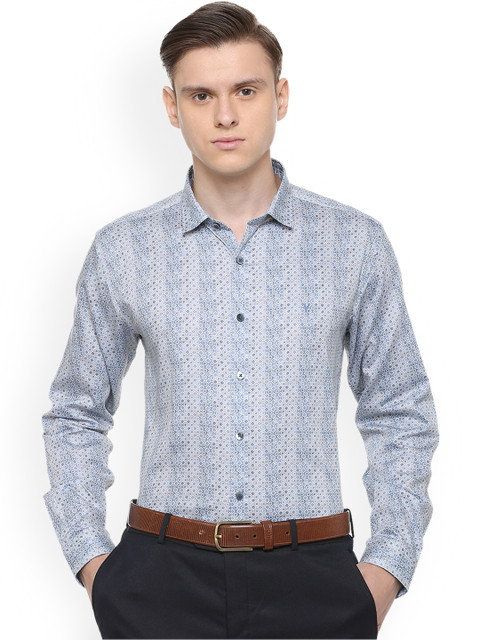 

V Dot Men Blue Slim Fit Printed Formal Shirt