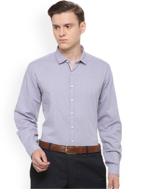

V Dot Men Blue Slim Fit Printed Formal Shirt