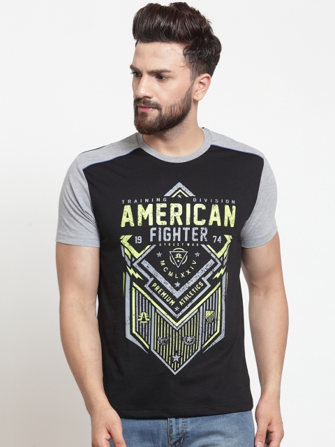 

WILD WEST Men Black Printed Round Neck T-shirt