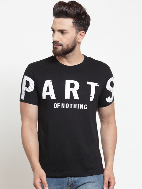 

WILD WEST Men Black Printed Round Neck T-shirt