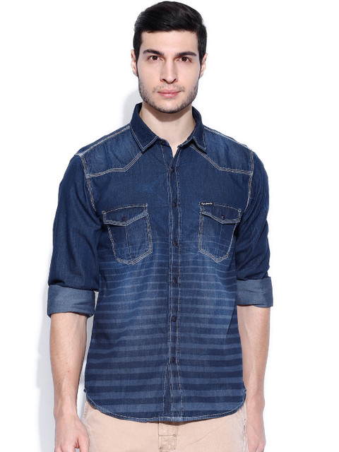 

Pepe Jeans Navy Washed Casual Shirt, Navy blue