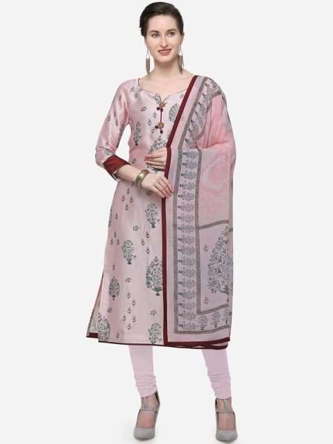 

Stylee LIFESTYLE Pink Silk Blend Printed Unstitched Dress Material