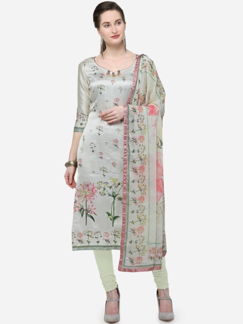 

Stylee LIFESTYLE Green Silk Blend Printed Unstitched Dress Material