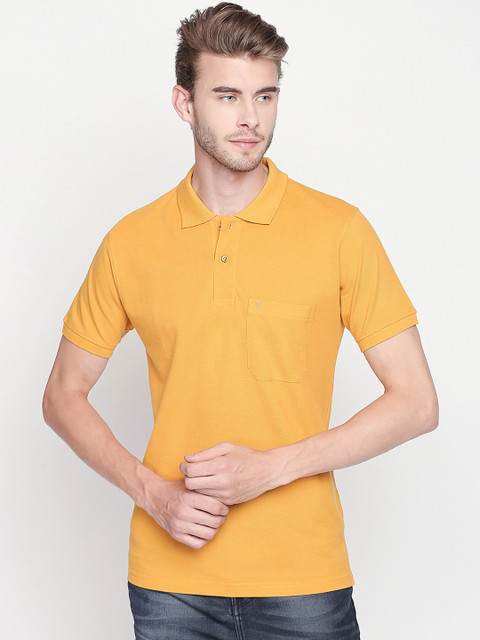 

BLACK BUCK Men Yellow Solid Polo Collar T-shirt