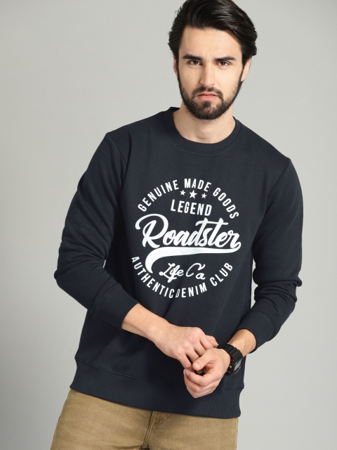 

Roadster Men Navy Blue Printed Sweatshirt