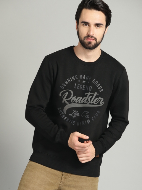 

Roadster Men Black Printed Sweatshirt