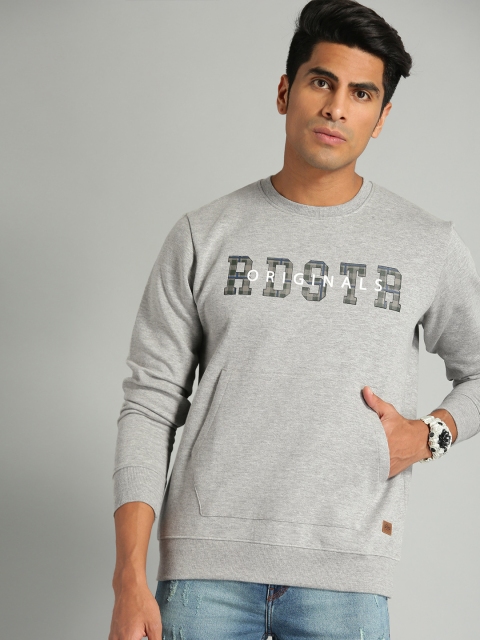 

Roadster Men Grey Melange Printed Sweatshirt