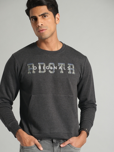 

Roadster Men Grey Melange Printed Sweatshirt