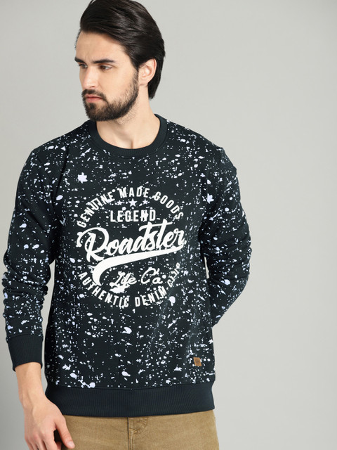 

Roadster Men Navy Blue Printed Sweatshirt