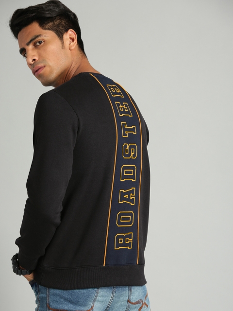 

Roadster Men Black Self Design Sweatshirt