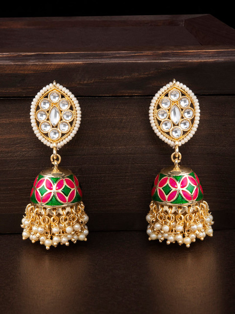 

Rubans Gold-Toned Dome Shaped Jhumkas