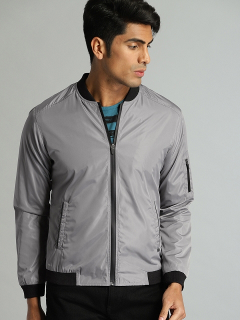 

Roadster Men Silver Solid Bomber Jacket