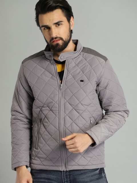

The Roadster Lifestyle Co Men Grey Solid Quilted Jacket