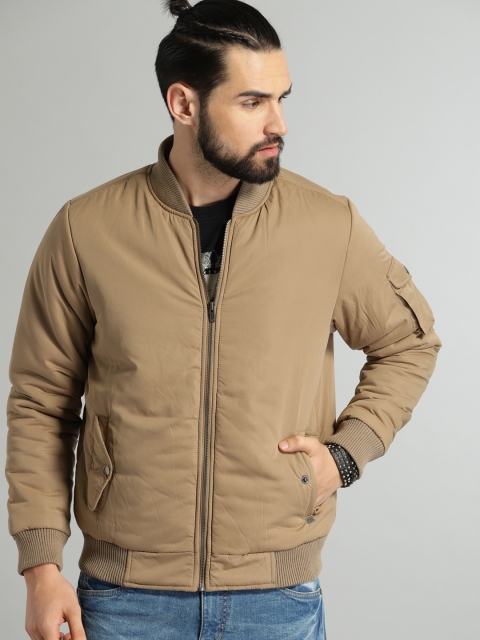 

Roadster Men Khaki Solid Bomber Jacket