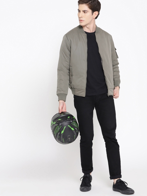 

Roadster Men Grey Solid Bomber Jacket