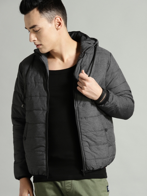 

The Roadster Lifestyle Co Men Charcoal Grey Solid Hooded Padded Jacket