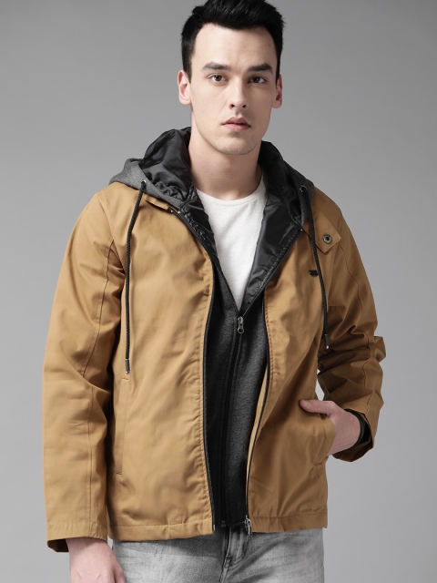 

Roadster Men Khaki Solid Hooded Tailored Jacket