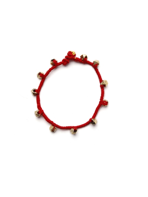 

TJORI Women Set of 2 Red & Gold-Toned Ghungroo Anklets