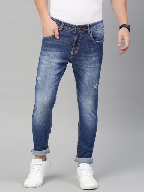 

American Crew Men Blue Slim Fit Mid-Rise Low Distress Stretchable Jeans