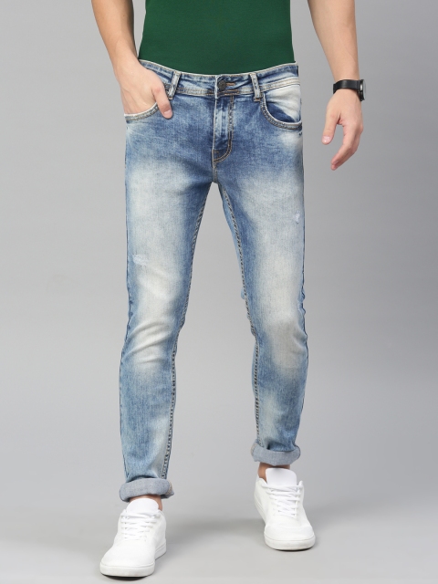 

American Crew Men Blue Slim Fit Mid-Rise Low Distress Stretchable Jeans