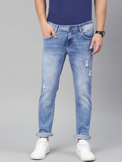 

American Crew Men Blue Slim Fit Mid-Rise Low Distress Stretchable Jeans