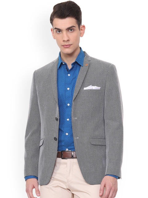 

Allen Solly Men Black Self Design Slim Fit Single-Breasted Blazer