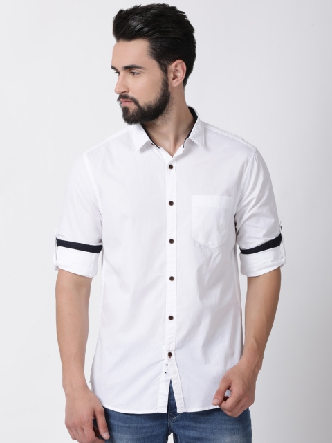 

British Club Men White Slim Fit Solid Casual Shirt