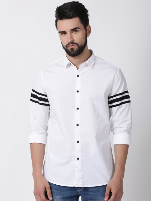 

British Club Men White Slim Fit Solid Casual Shirt