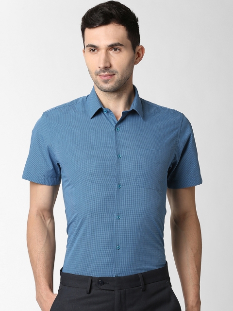 

Peter England Men Blue Slim Fit Checked Formal Shirt