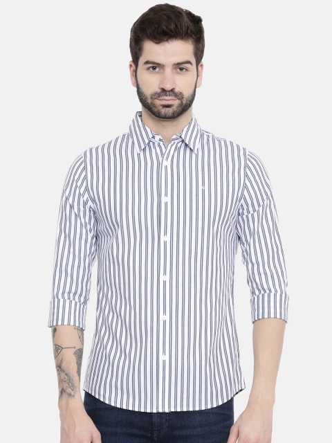 

Calvin Klein Jeans Men White & Blue Slim Fit Striped Casual Shirt