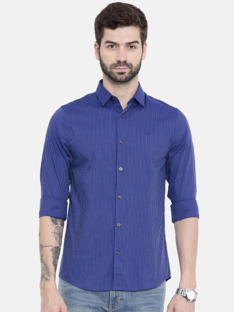 

Calvin Klein Jeans Men Blue & White Slim Fit Striped Casual Shirt