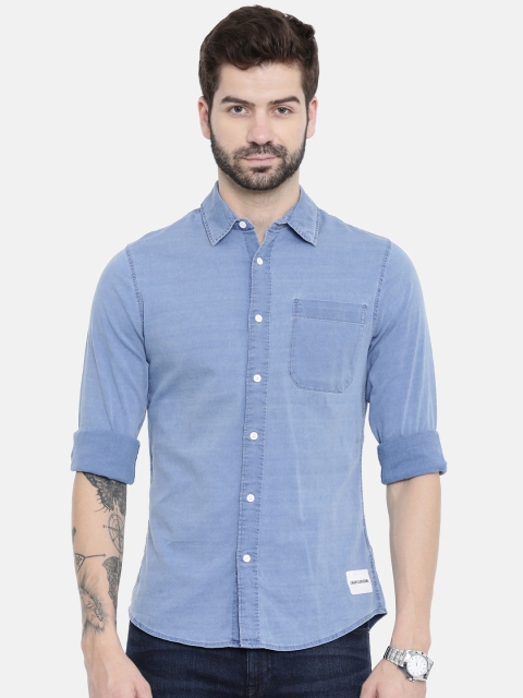 

Calvin Klein Jeans Men Blue Slim Fit Solid Casual Shirt