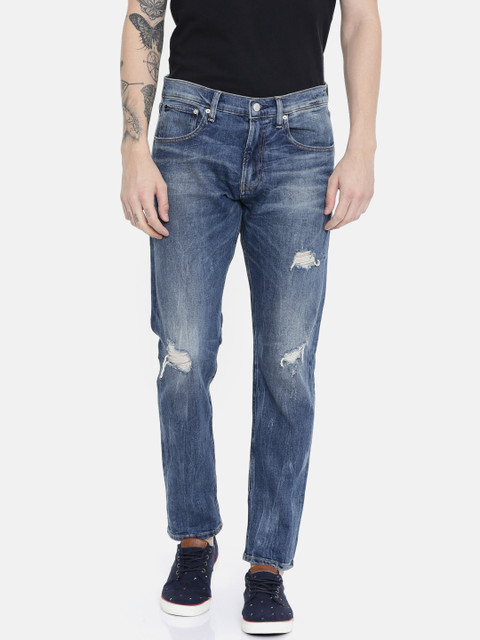 

Calvin Klein Jeans Men Blue Tapered Fit Mid-Rise Mildly Distressed Stretchable Jeans