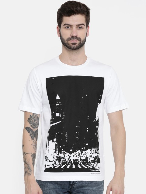 

Calvin Klein Jeans Men White Printed Round Neck T-shirt