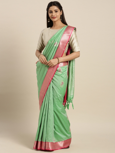 

Varkala Silk Sarees Green & Pink Kanjeevaram Traditional Saree