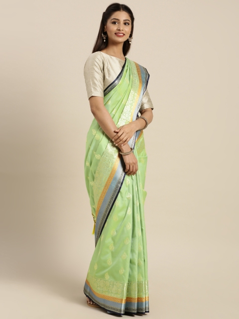 

Varkala Silk Sarees Green Silk Blend Woven Design Kanjeevaram Saree