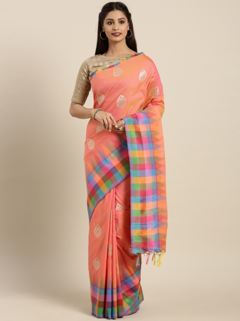 

Varkala Silk Sarees Coral & Coral Kanjeevaram Saree