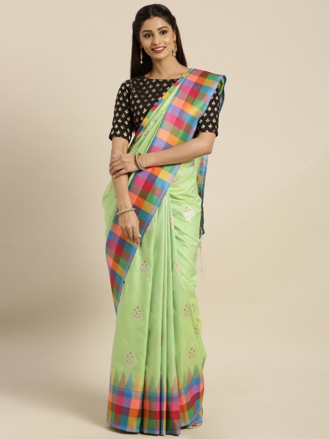 

Varkala Silk Sarees Green Silk Blend Woven Design Kanjeevaram Saree