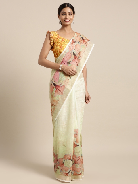 

Kvsfab Multi- Coloured Printed Cotton Blend Saree