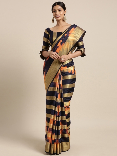

Kvsfab Multicoloured Woven Design Cotton Blend Saree, Multi
